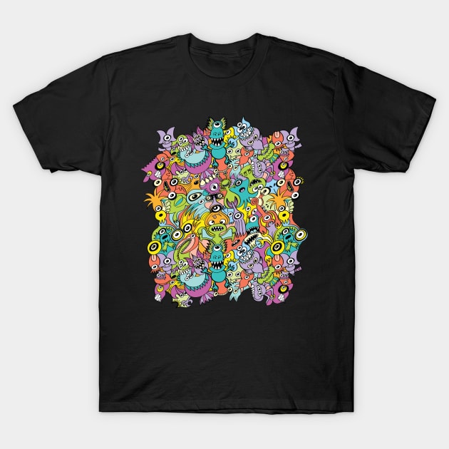 Aliens from every corner of the universe in an out of this world pattern design T-Shirt by zooco